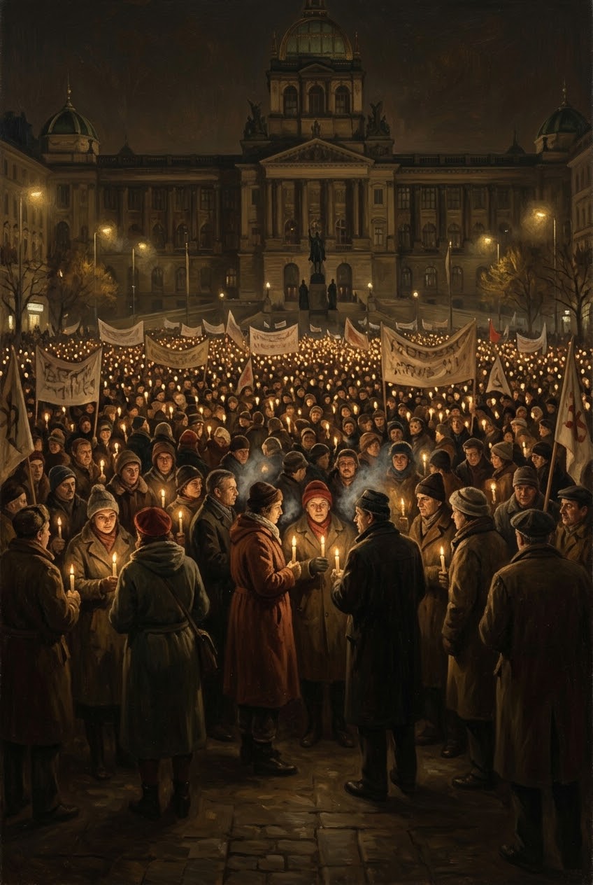 митинг със свещи пред Народното събрание, ноември 1989 г.